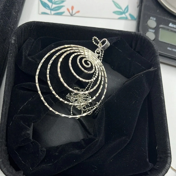 ✨Italian Elegance 925 Silver Spiral Pendant 16 - 18" Adjustable Necklace 🌀 - Picture 4 of 8